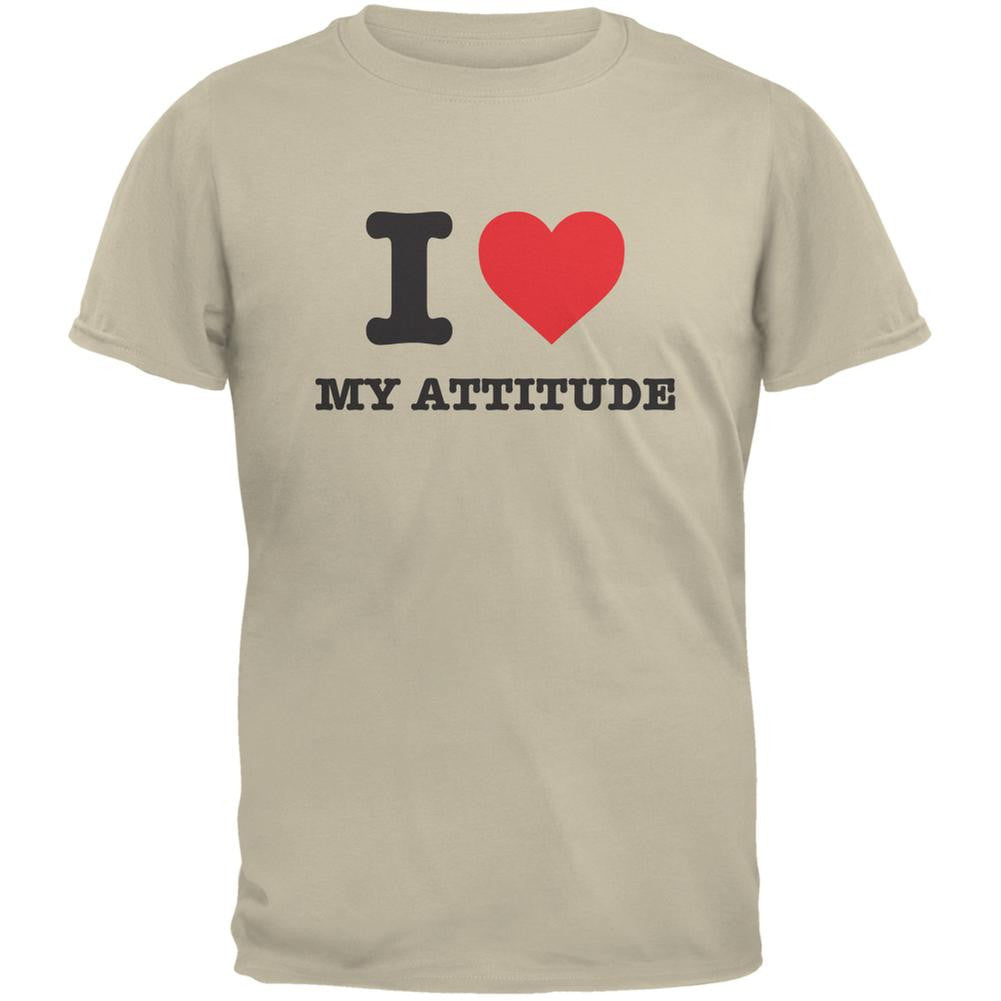 I Heart My Attitude Sand Adult T-Shirt Men's T-Shirts Old Glory 2XL Off-White 