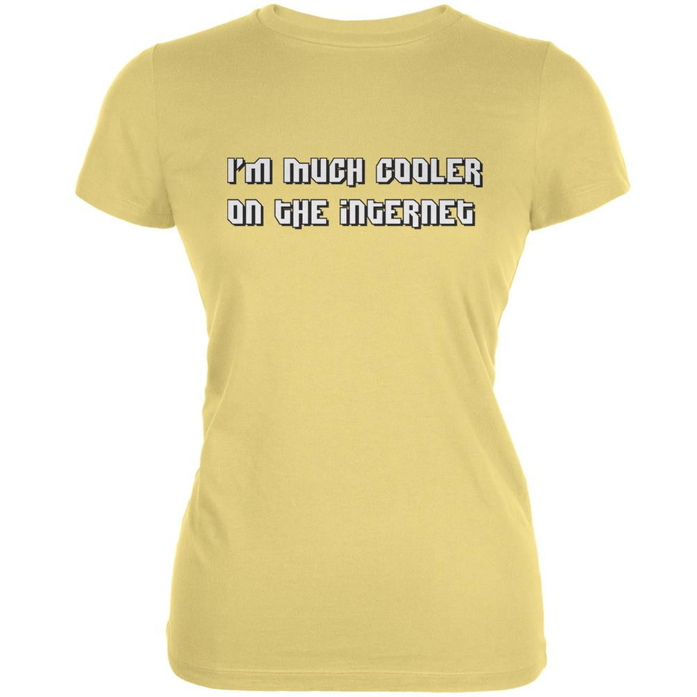 Much Cooler On The Internet Yellow Juniors Soft T-Shirt Juniors T-Shirts Old Glory LG Yellow 