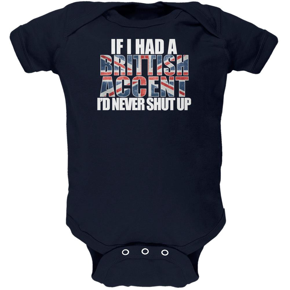 British Accent Funny Navy Soft Baby One Piece Baby One Piece Old Glory 0-3M Blue 