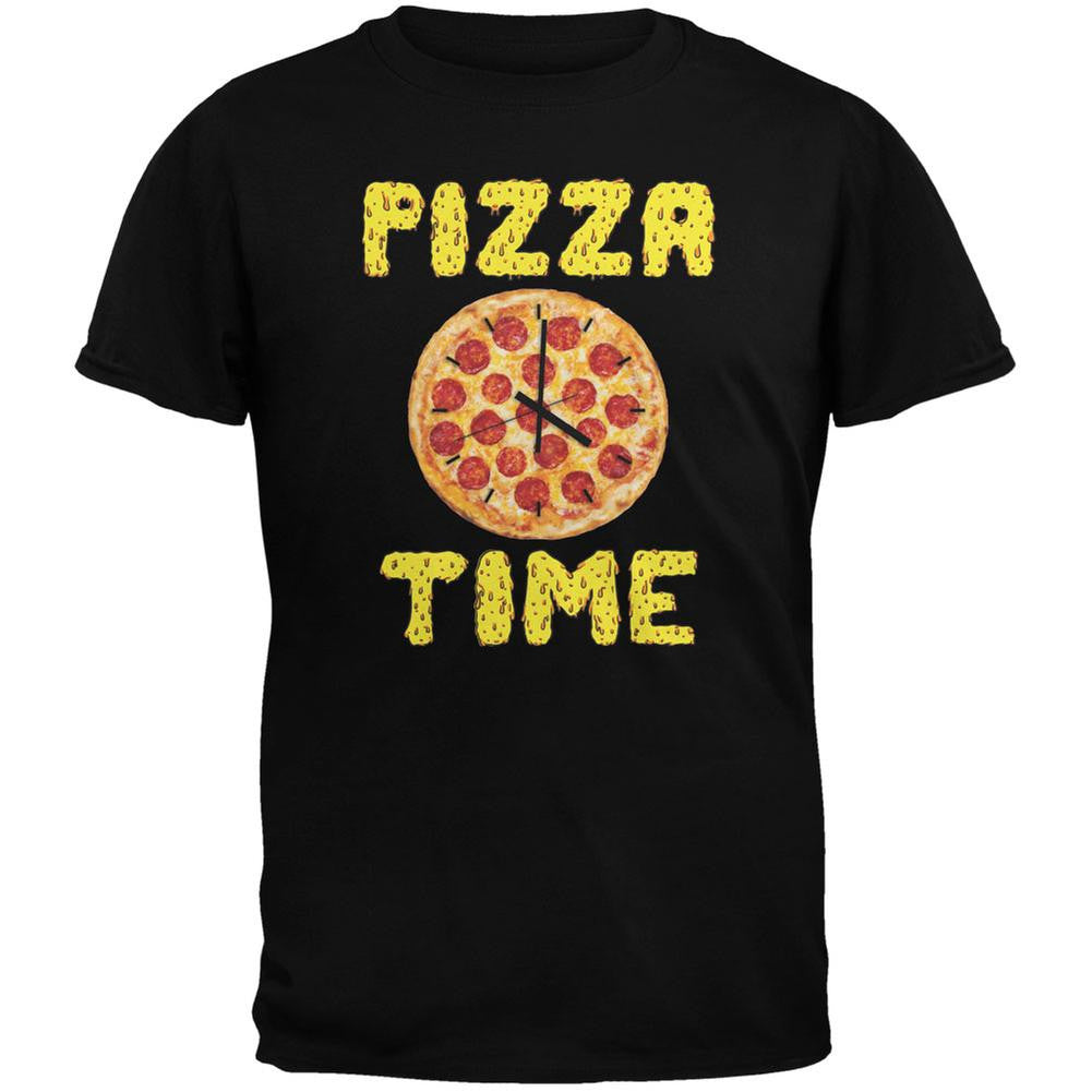 Pepperoni Pizza Time Clock Black Youth T-Shirt Youth T-Shirts Old Glory LG Black 