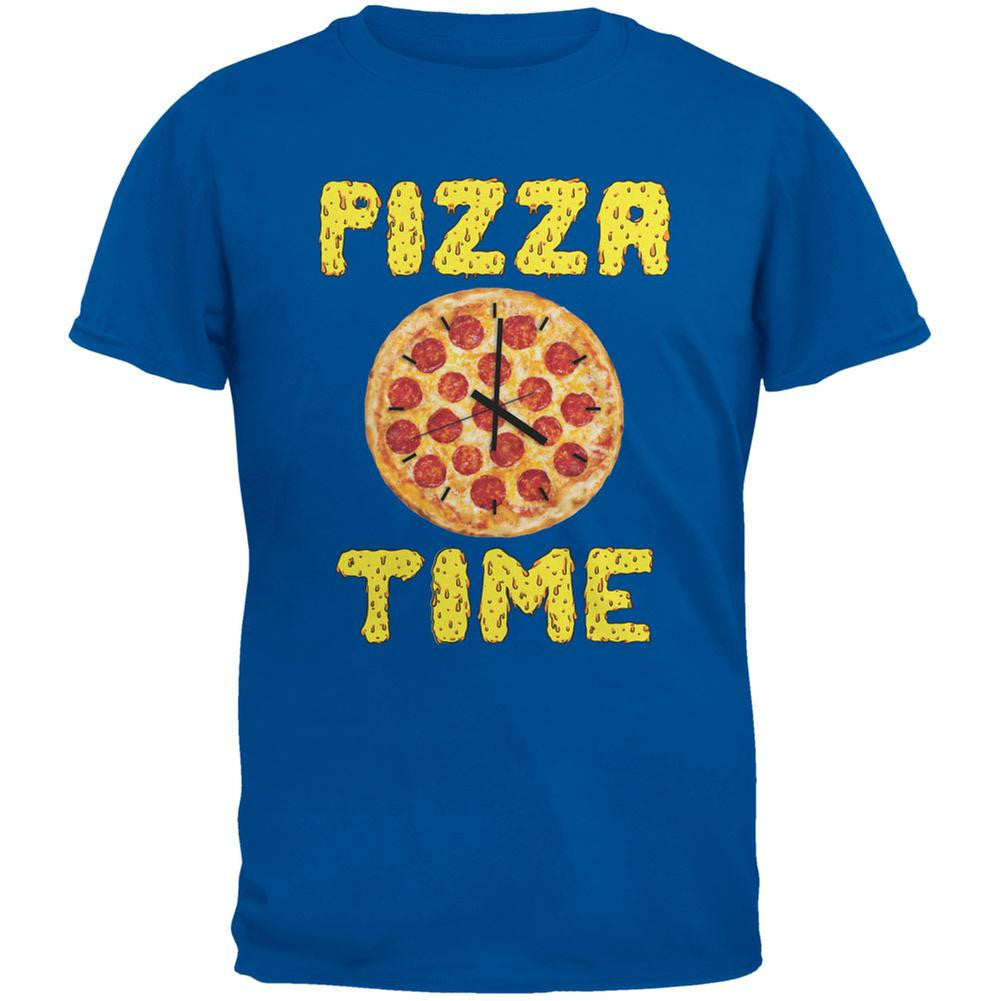 Pepperoni Pizza Time Clock Royal Adult T-Shirt Men's T-Shirts Old Glory 2XL Blue 