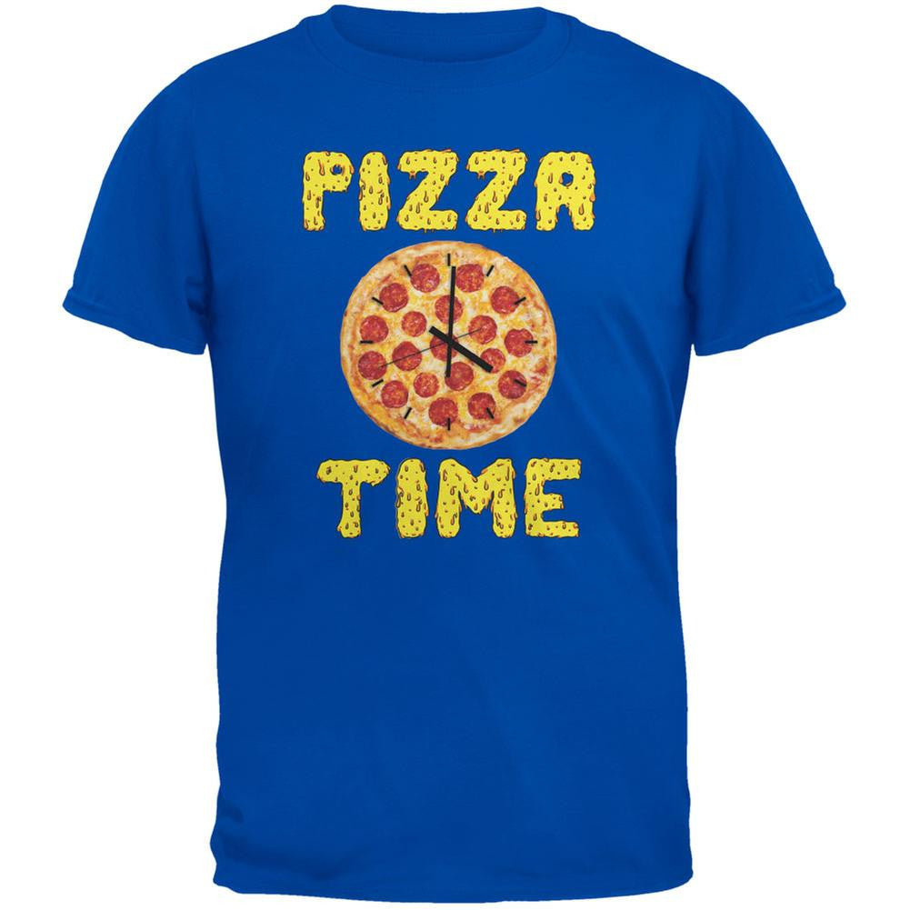 Pepperoni Pizza Time Clock Royal Youth T-Shirt Youth T-Shirts Old Glory LG Blue 