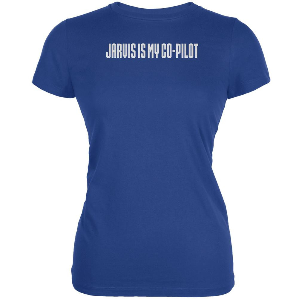 Jarvis is My Copilot Funny Royal Juniors Soft T-Shirt Juniors T-Shirts Old Glory SM Blue 