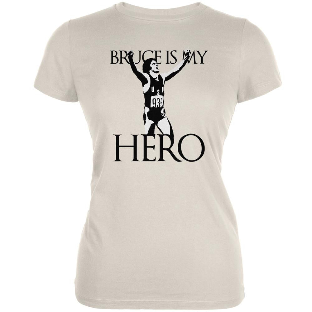 Bruce Is My Hero Cream Juniors Soft T-Shirt Juniors T-Shirts Old Glory 2XL Off-White 