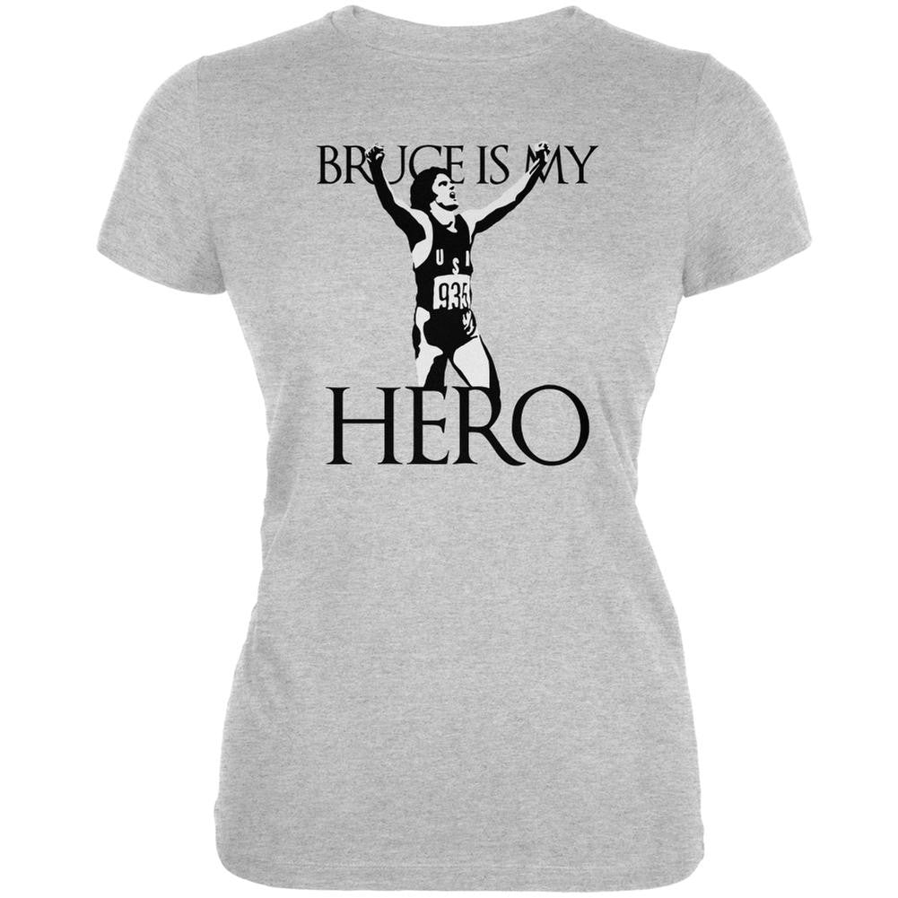 Bruce Is My Hero Heather Grey Juniors Soft T-Shirt Juniors T-Shirts Old Glory 2XL Grey 