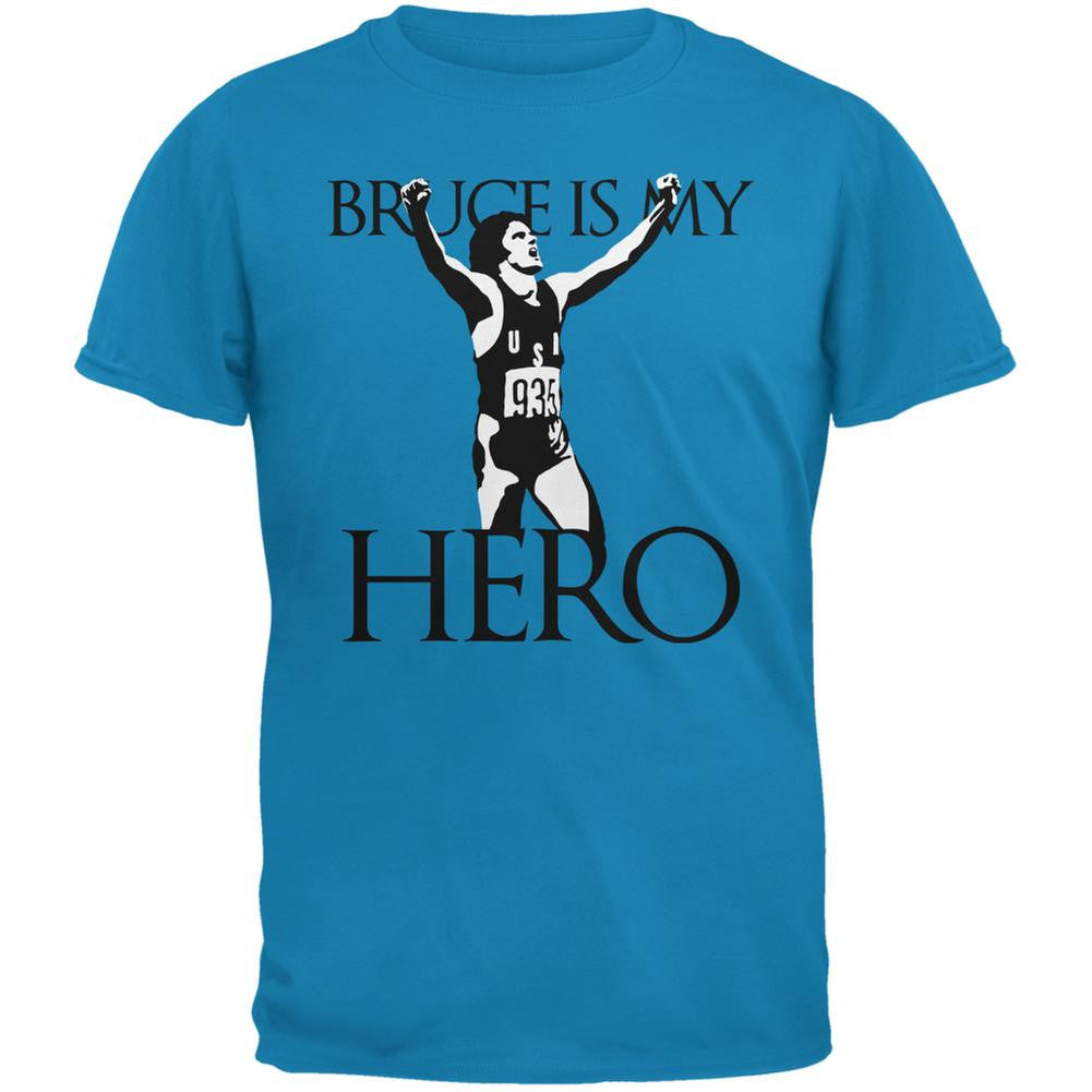 Bruce Is My Hero Sapphire Blue Adult T-Shirt Men's T-Shirts Old Glory 2XL Blue 