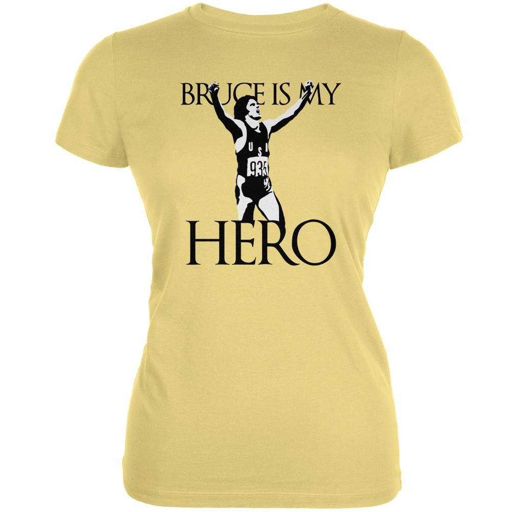 Bruce Is My Hero Yellow Juniors Soft T-Shirt Juniors T-Shirts Old Glory LG Yellow 