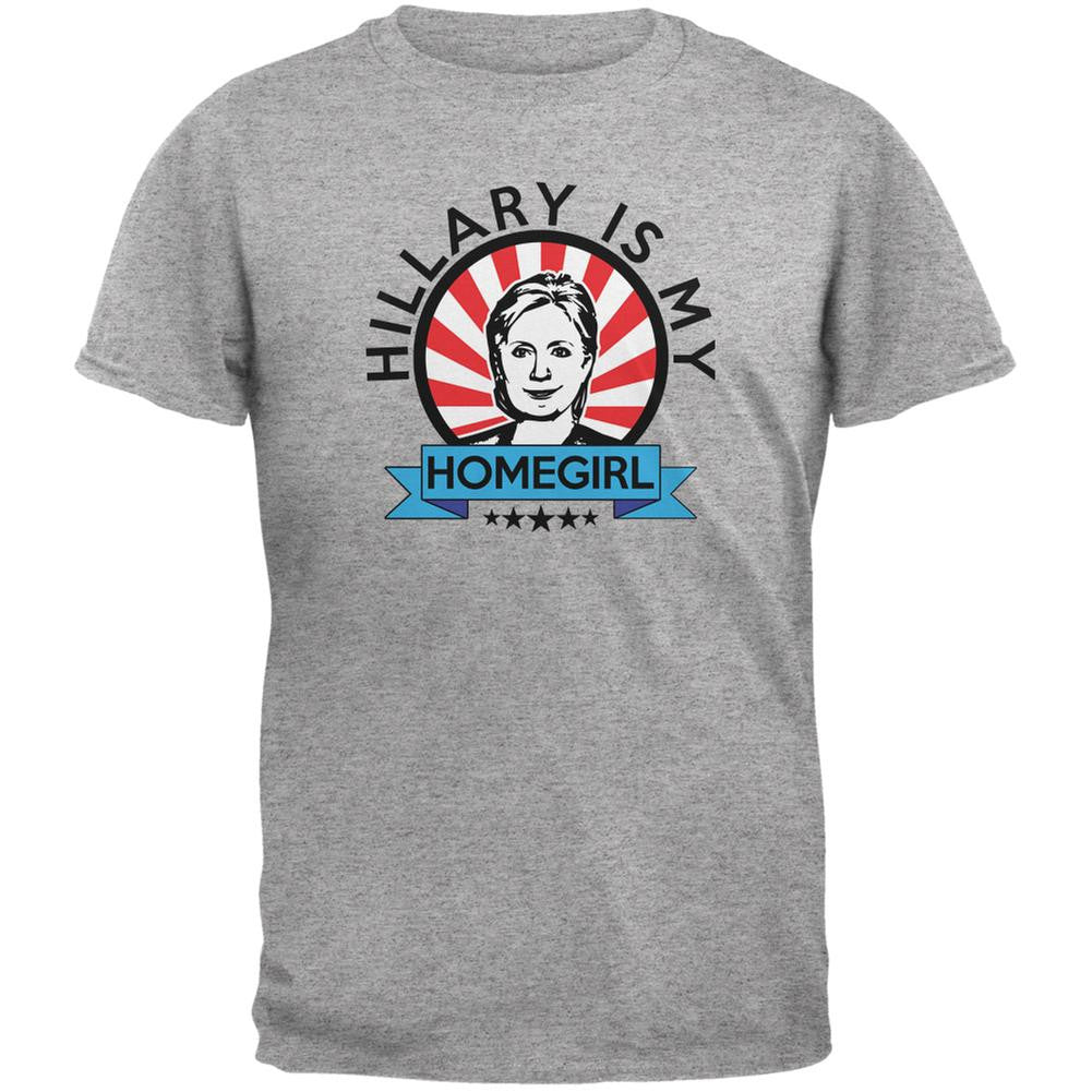 Hillary Is My Homegirl Heather Grey Adult T-Shirt Men's T-Shirts Old Glory 2XL Grey 