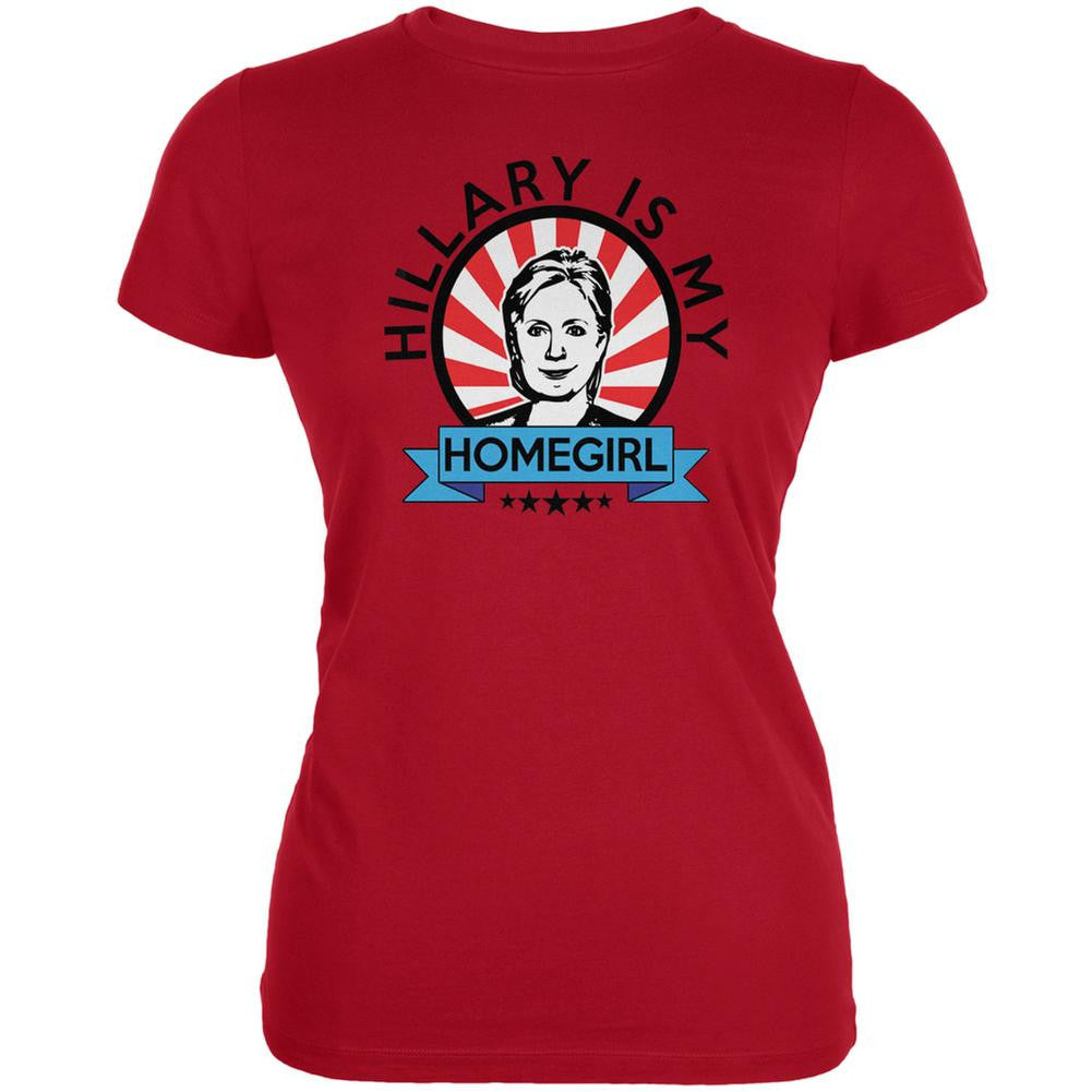 Hillary Is My Homegirl Red Juniors Soft T-Shirt Juniors T-Shirts Old Glory 2XL Red 