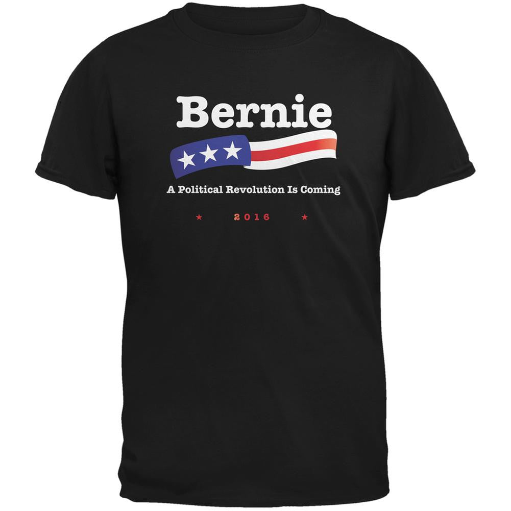 Election 2016 Bernie Sanders Revolution Black Adult T-Shirt Men's T-Shirts Old Glory 2XL Black 