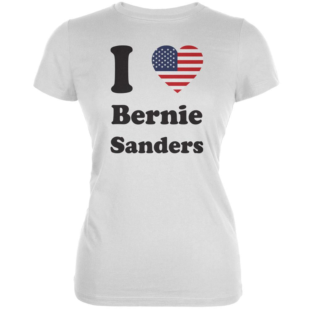 Election 2016 I Heart Bernie Sanders White Juniors Soft T-Shirt Juniors T-Shirts Old Glory 2XL White 