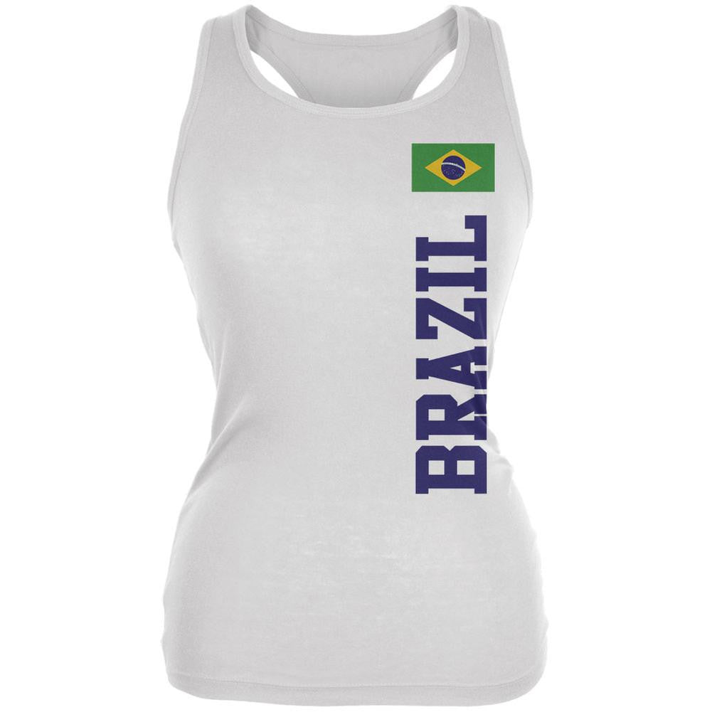 World Cup Brazil White Juniors Soft Tank Top Juniors Tank Tops Old Glory 2XL White 