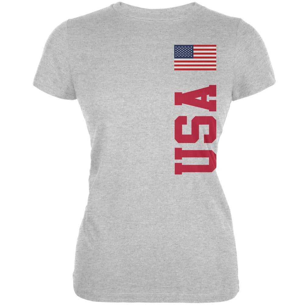 World Cup USA Heather Grey Juniors Soft T-Shirt Juniors T-Shirts FIFA 2XL Grey 