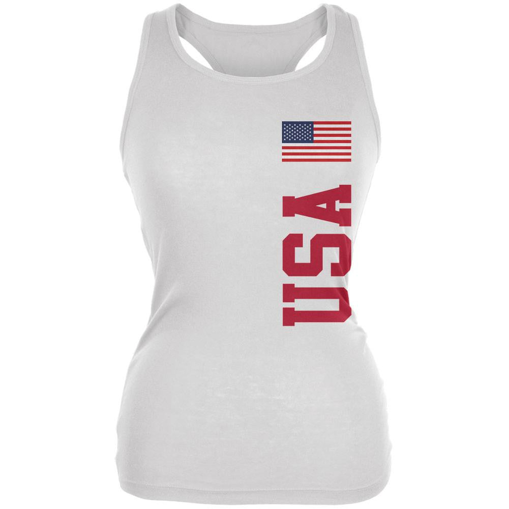 World Cup USA White Juniors Soft Tank Top Juniors T-Shirts Old Glory 2XL White 