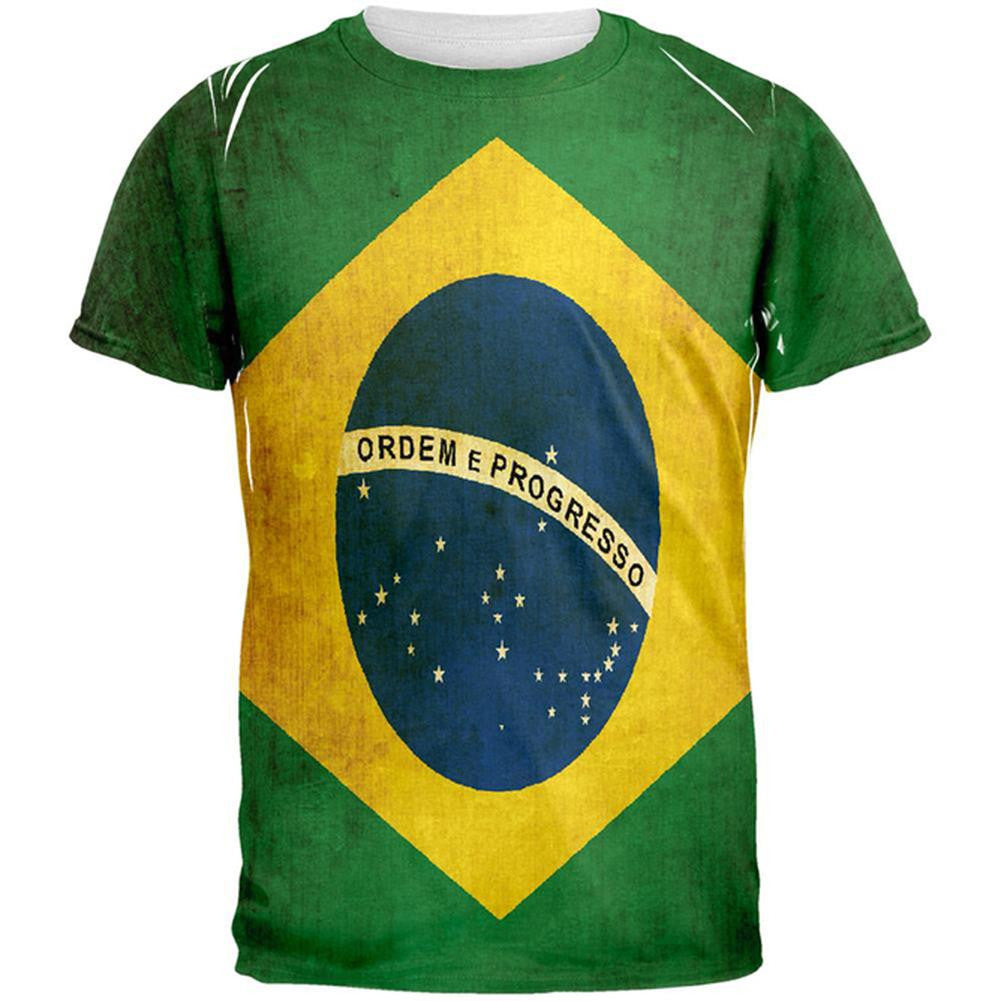 World Cup - Brazil Flag All Over Adult T-Shirt Men's T-Shirts FIFA 2XL Multi 