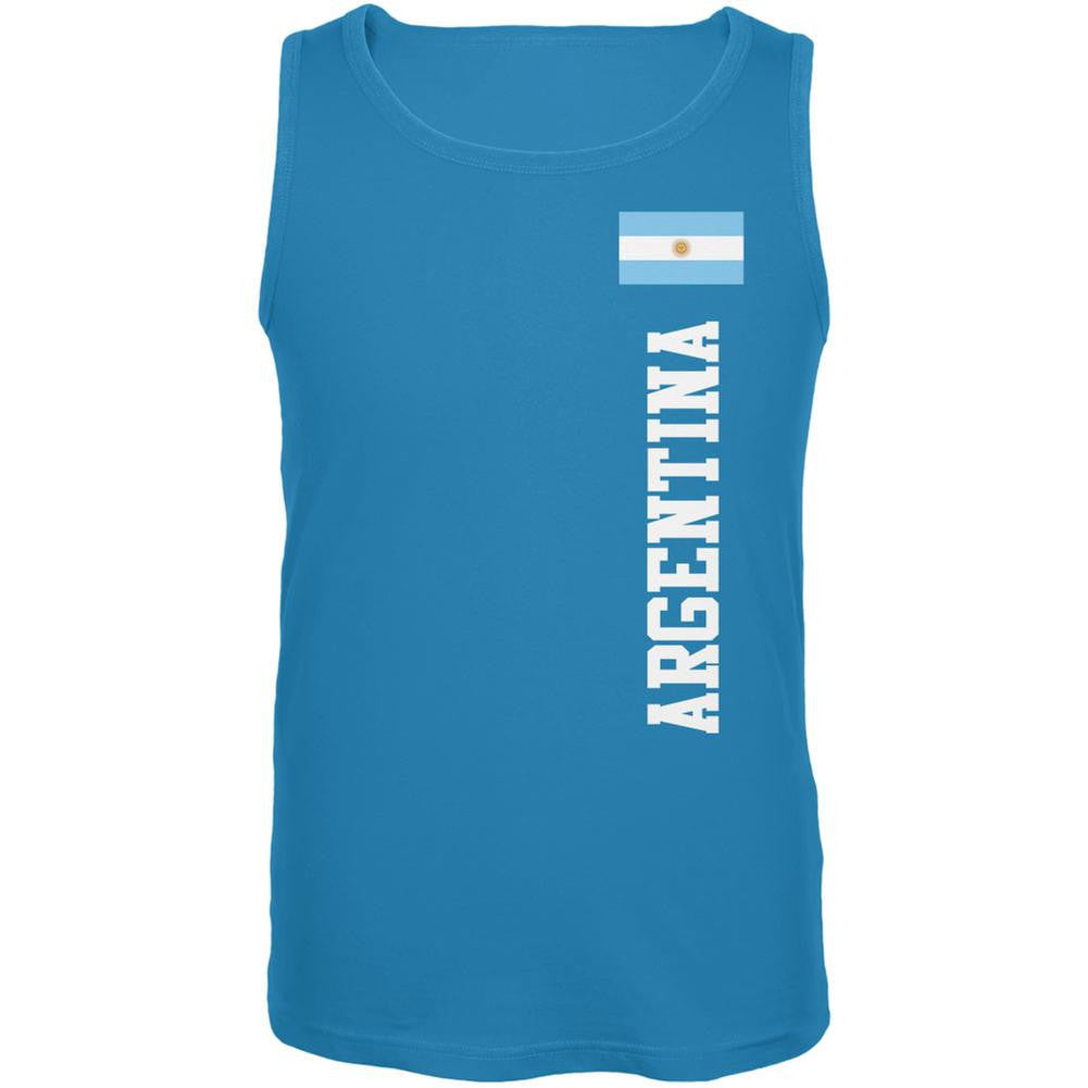 World Cup Argentina Turquoise Blue Adult Tank Top Men's Tank Tops FIFA 2X Blue 