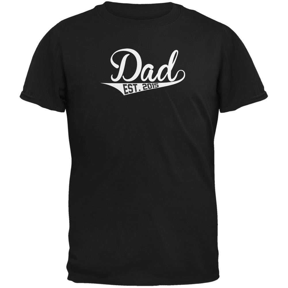 Fathers Day - Dad EST 2015 Black Adult T-Shirt Men's T-Shirts Old Glory 2XL Black 