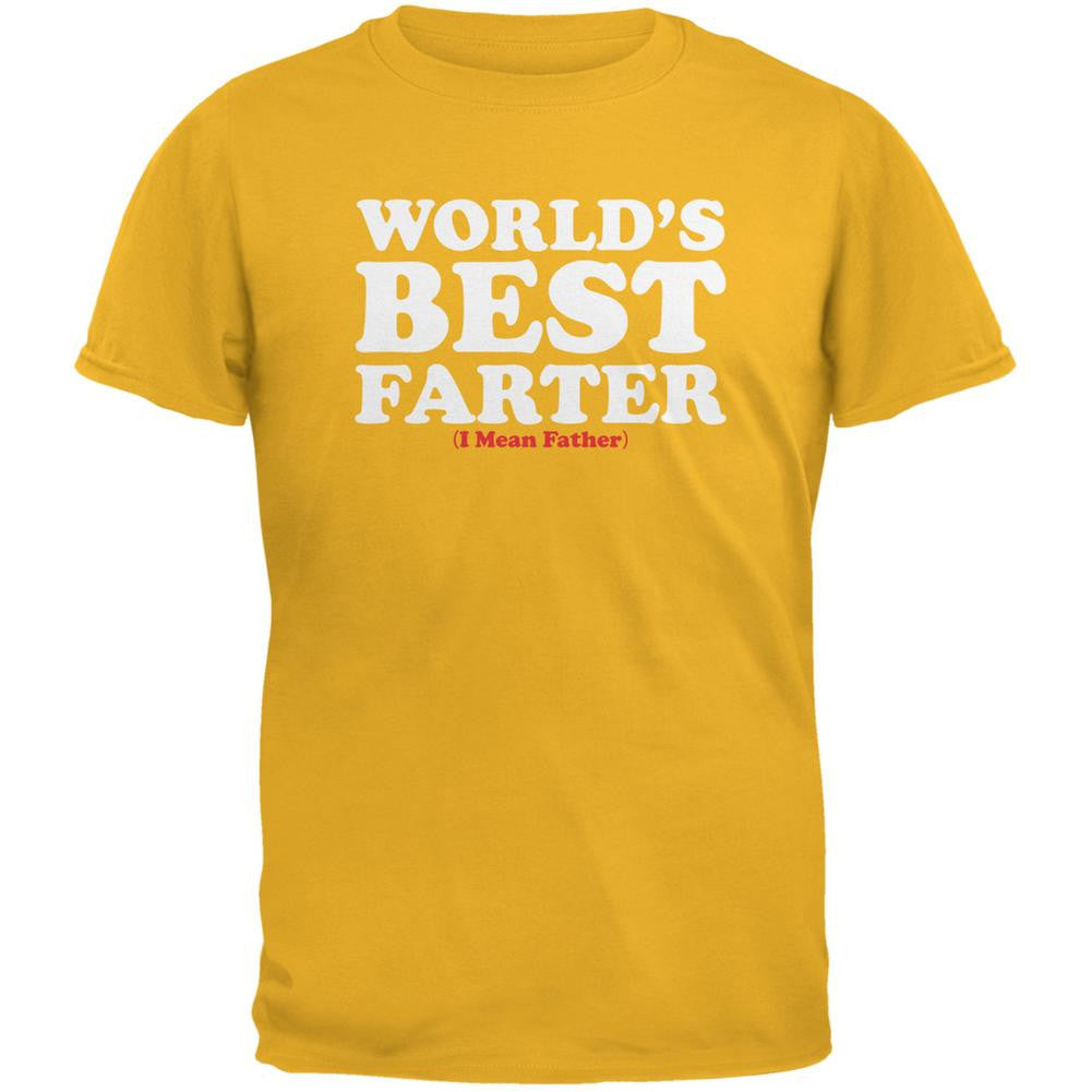 Fathers Day - World's Best Farter Gold Adult T-Shirt Men's T-Shirts Old Glory 2XL Yellow 