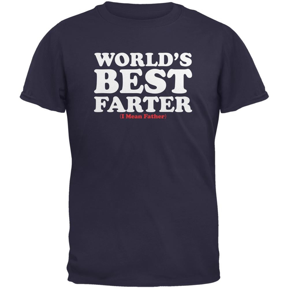 Fathers Day - World's Best Farter Navy Adult T-Shirt Men's T-Shirts Old Glory 2XL Blue 