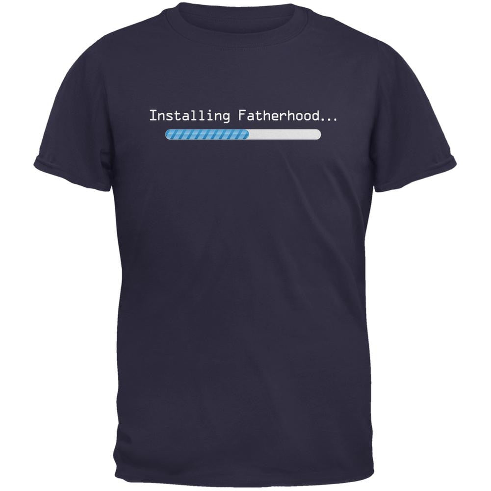 Fathers Day Installing Fatherhood Navy Adult T-Shirt Men's T-Shirts Old Glory 2XL Blue 