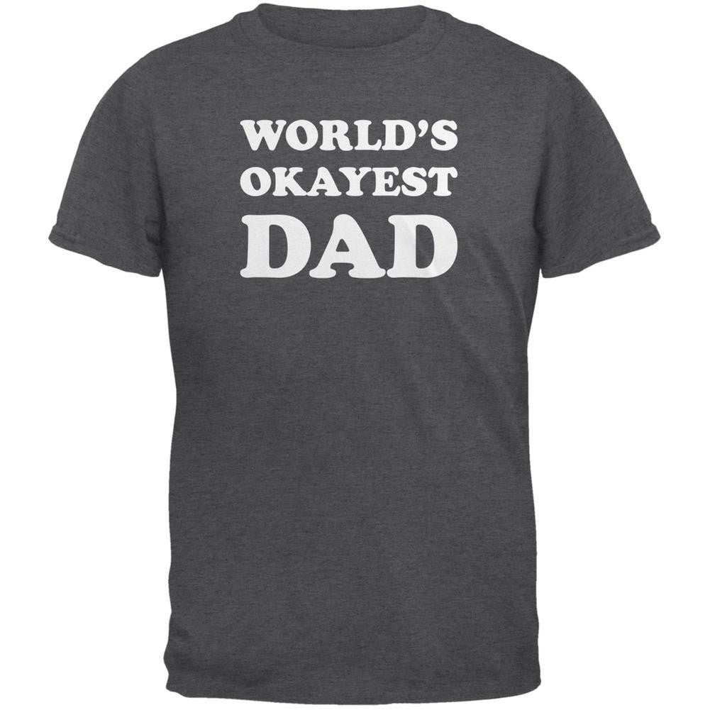 Father's Day World's Okayest Dad Dark Heather Adult T-Shirt Men's T-Shirts Old Glory 2XL Grey 