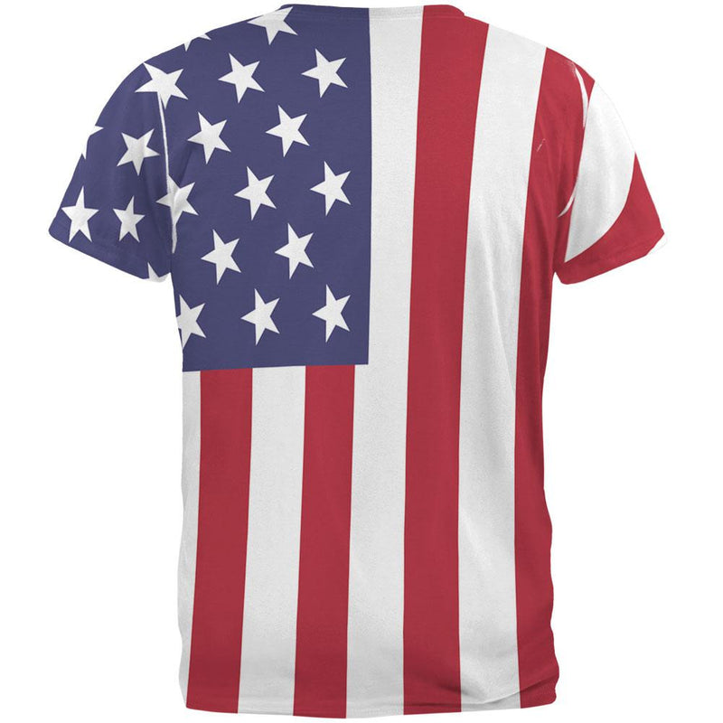 4th of July American Flag All Over Adult T-Shirt Men's T-Shirts Old Glory   