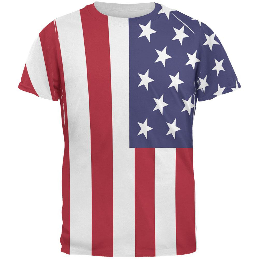 4th of July American Flag All Over Adult T-Shirt Men's T-Shirts Old Glory 2XL Multi 