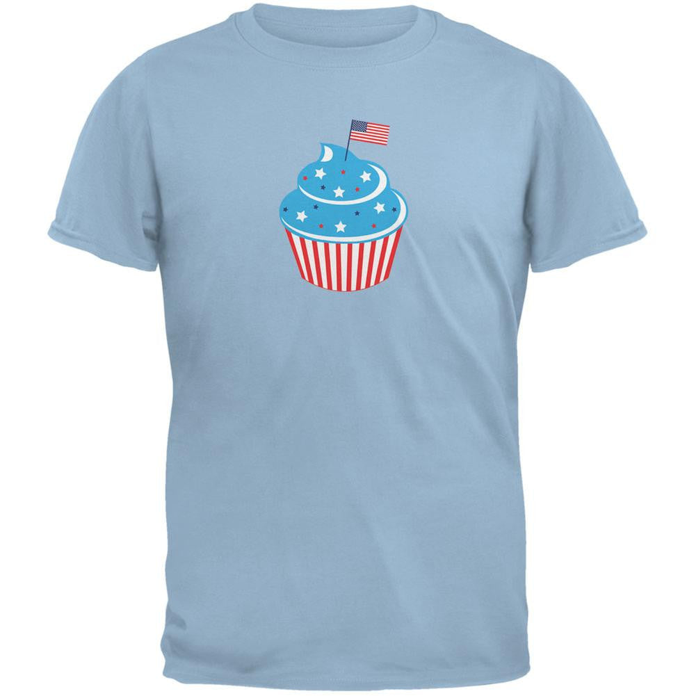 4th of July American Flag Cupcake Light Blue Youth T-Shirt Youth T-Shirts Old Glory LG Blue 