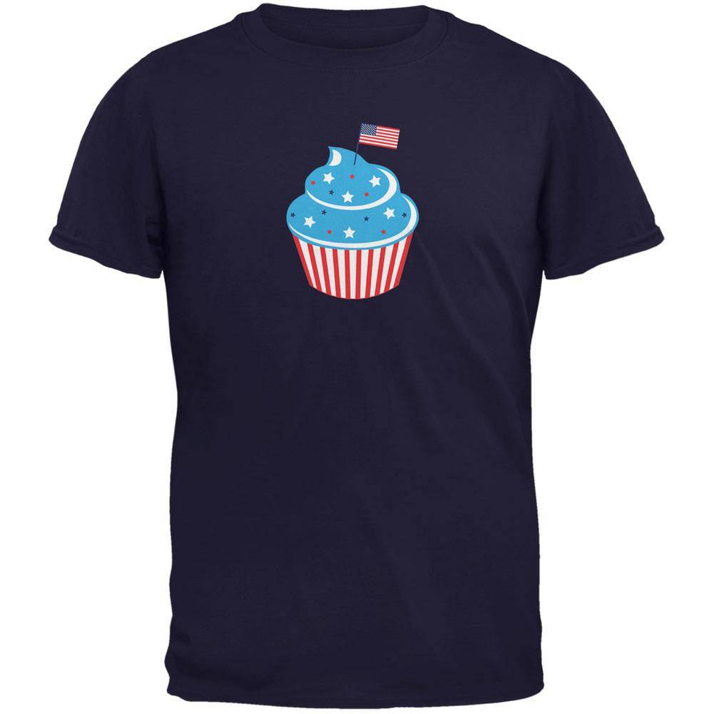 4th of July American Flag Cupcake Navy Youth T-Shirt Youth T-Shirts Old Glory LG Blue 