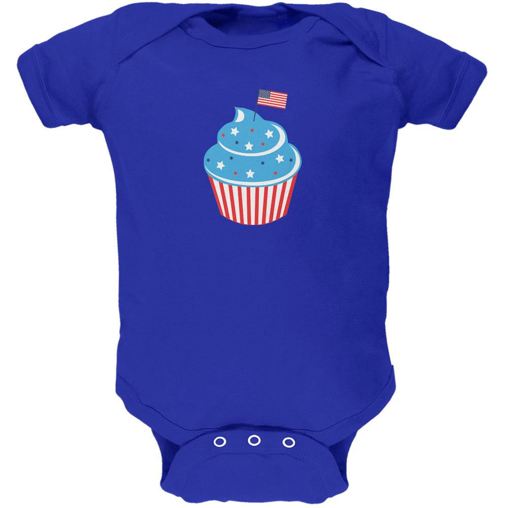 4th of July American Flag Cupcake Royal Soft Baby One Piece Baby One Piece Old Glory 0-3M Multi 