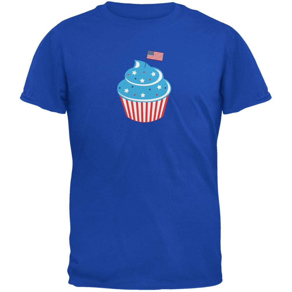 4th of July American Flag Cupcake Royal Youth T-Shirt Youth T-Shirts Old Glory LG Blue 