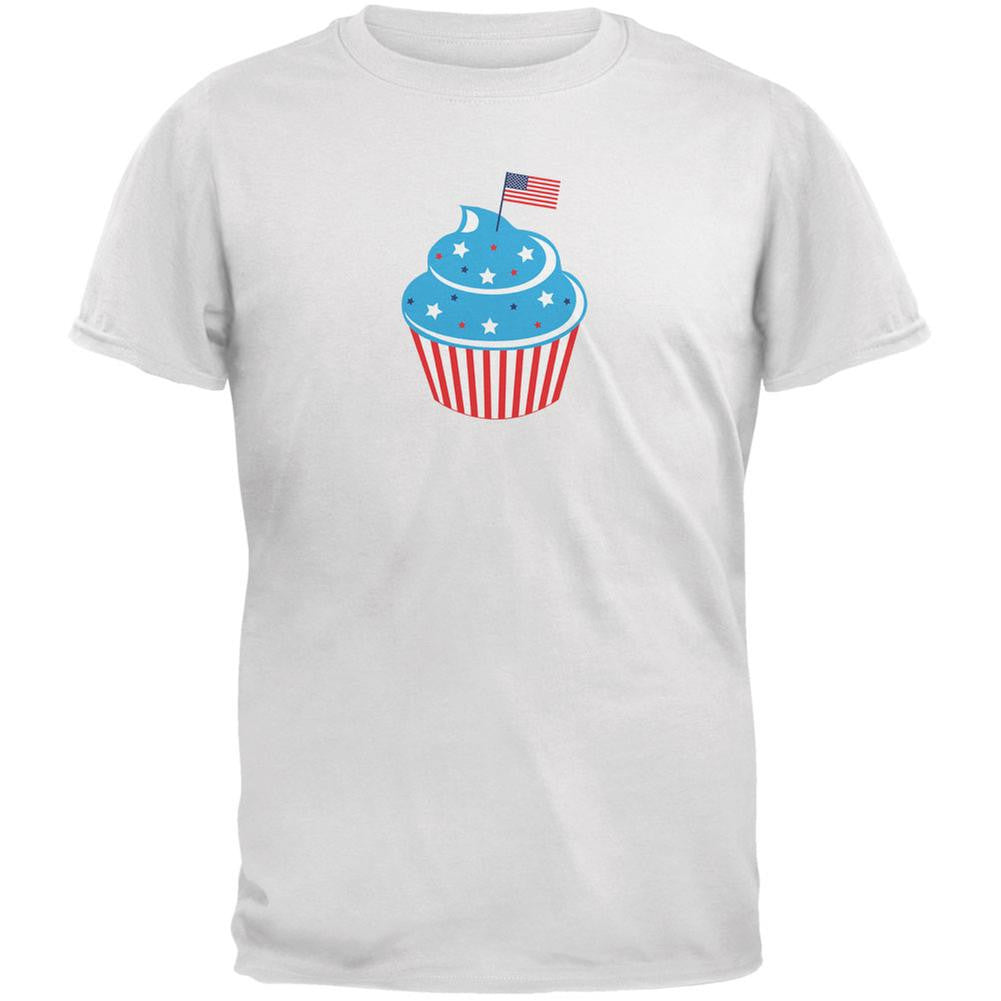 4th of July American Flag Cupcake White Youth T-Shirt Youth T-Shirts Old Glory LG White 