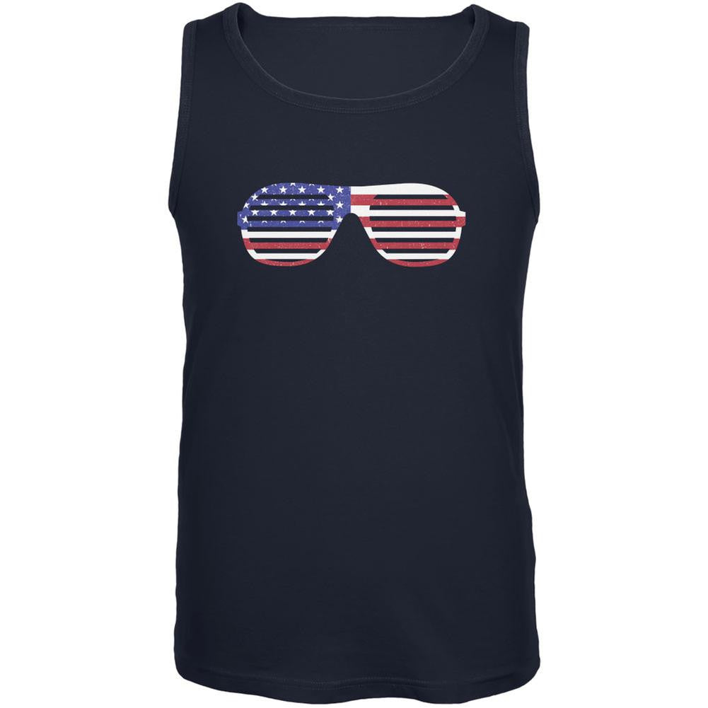 American Flag Shutter Shades Adult Tank Top Men's Tank Tops Old Glory 2XL Navy Blue 