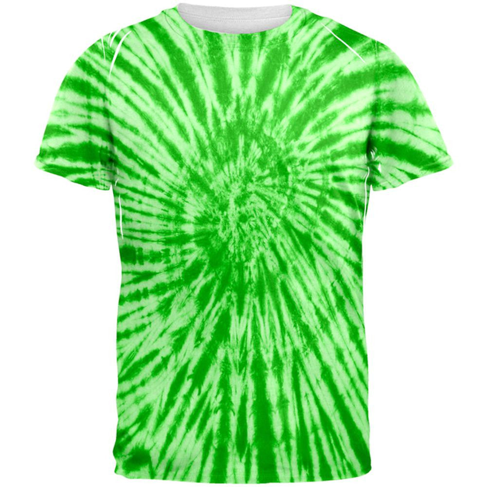 Green Tie Dye All Over Adult T-Shirt Men's T-Shirts Old Glory SM Multi 