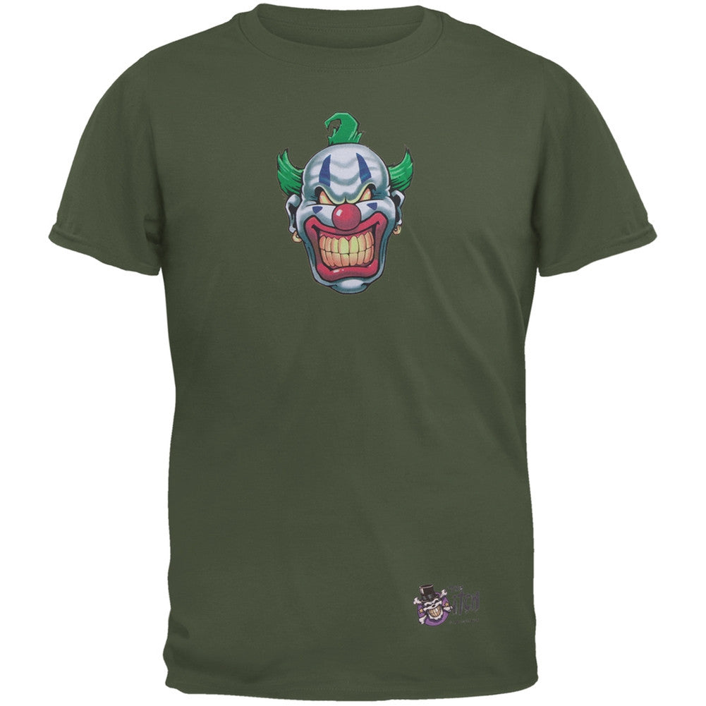 Joker Grinning Dark Green Adult T-Shirt Men's T-Shirts Old Glory   