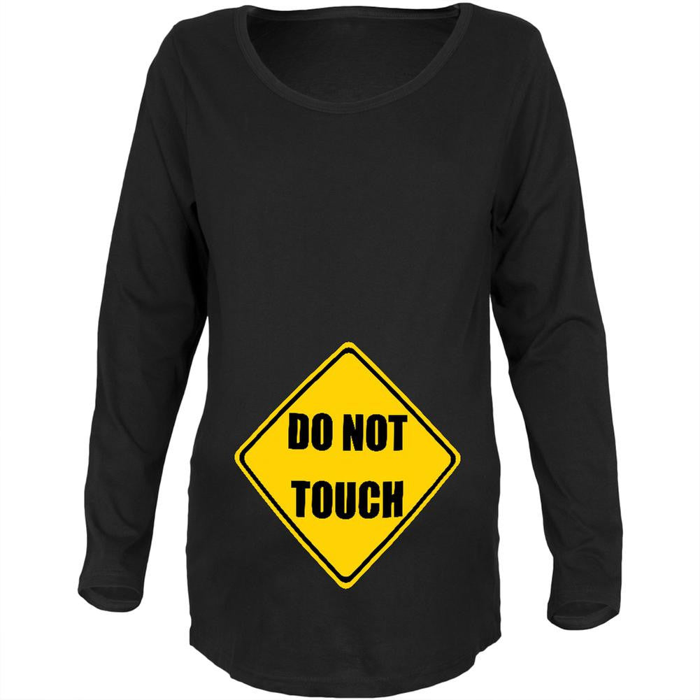 Do Not Touch Funny Black Maternity Soft Long Sleeve T-Shirt Maternity Long Sleeve T-Shirts Old Glory 2XL Black 