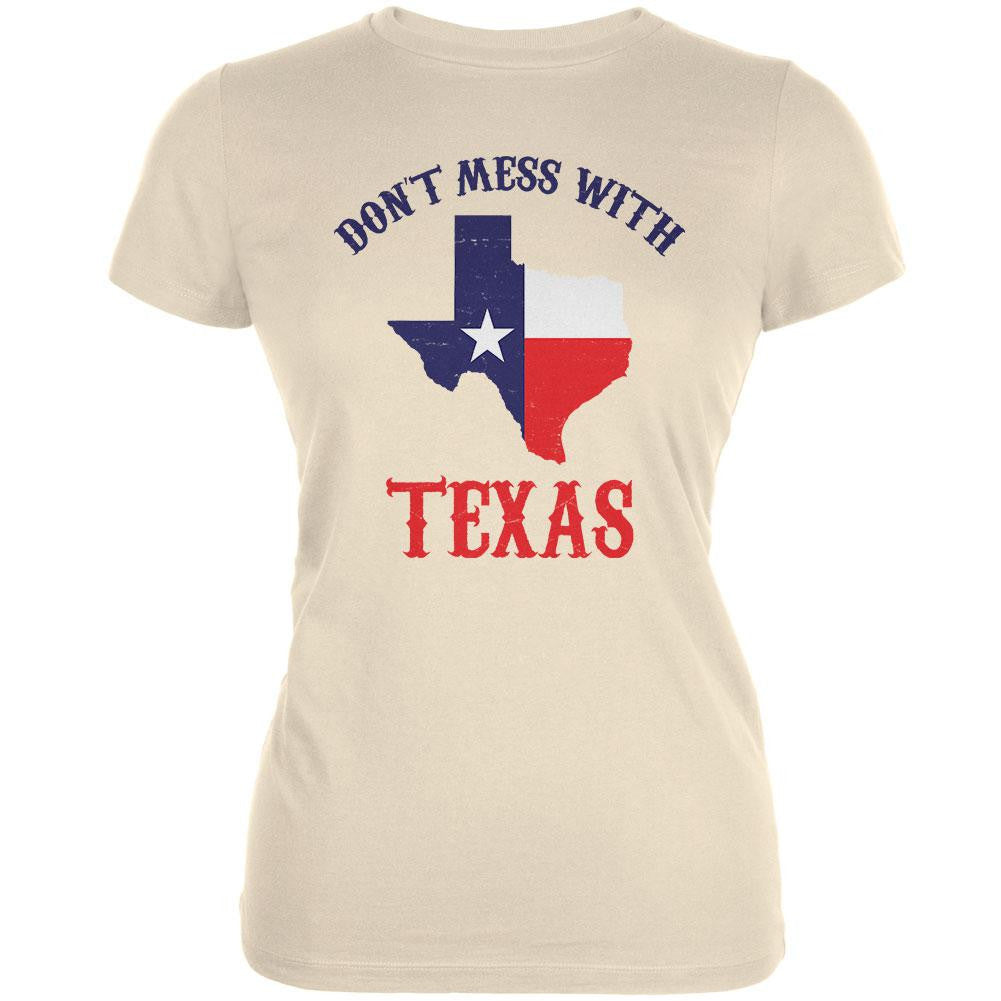 Don't Mess With Texas Cream Juniors Soft T-Shirt Juniors T-Shirts Old Glory 2XL Off-White 