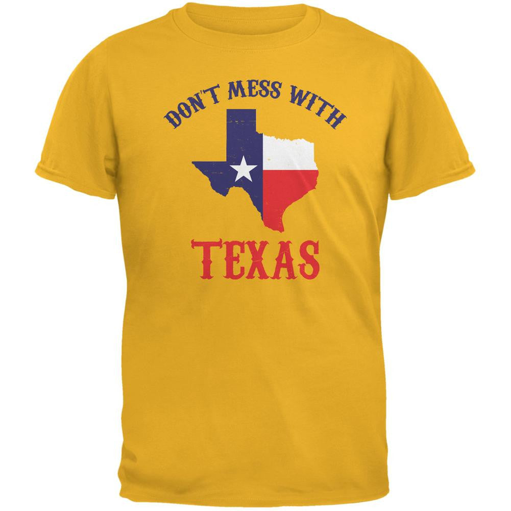 Don't Mess With Texas Gold Adult T-Shirt Men's T-Shirts Old Glory 2XL Yellow 