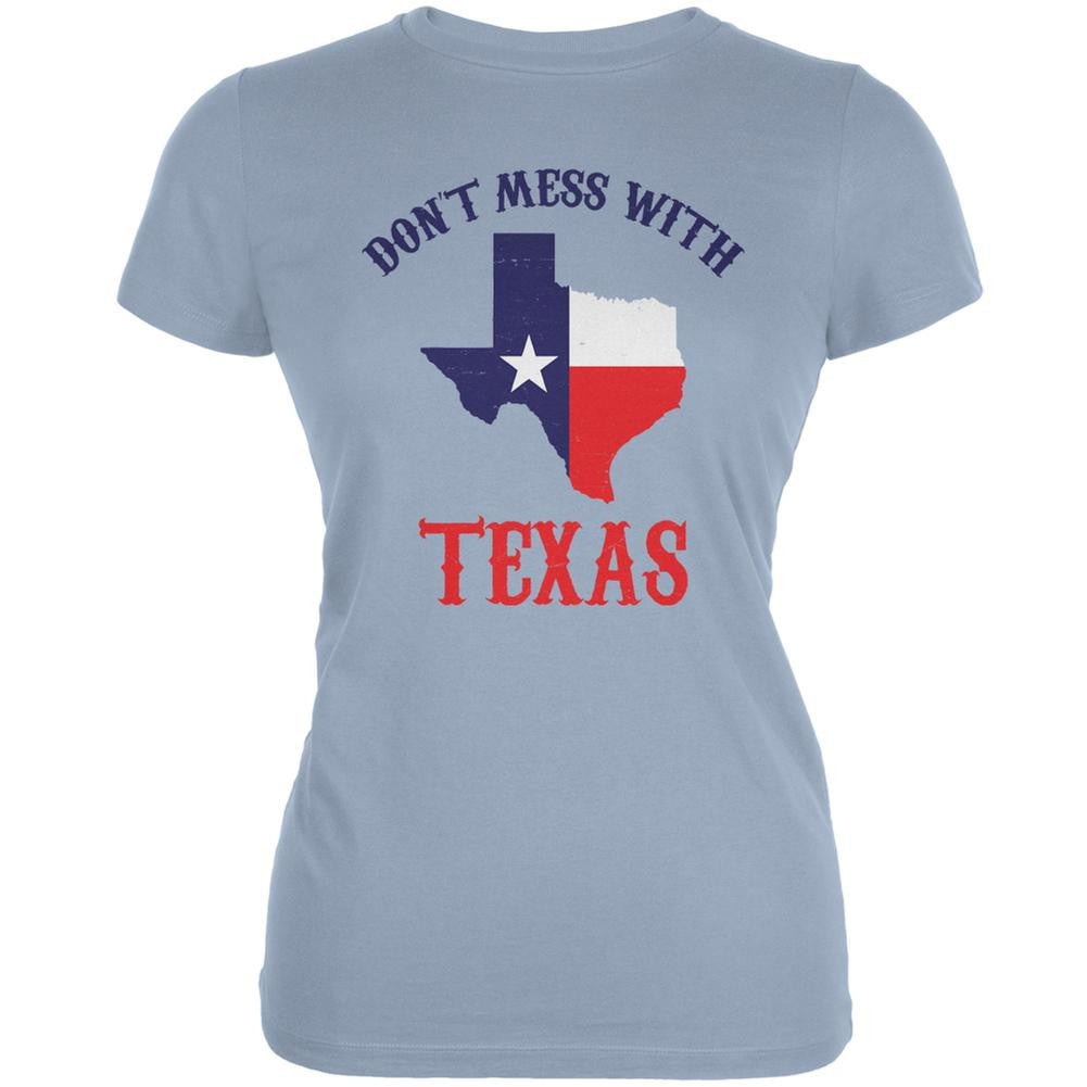 Don't Mess With Texas Light Blue Juniors Soft T-Shirt Juniors T-Shirts Old Glory 2XL Blue 