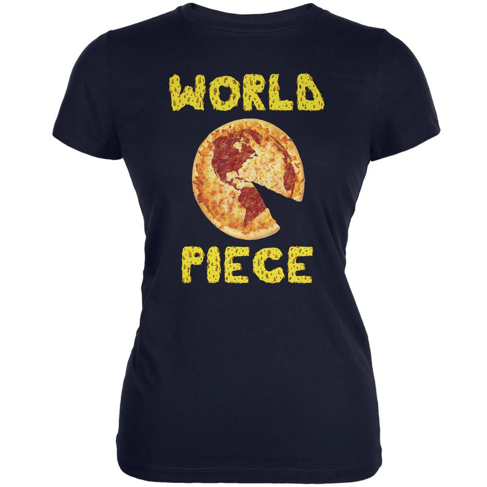 Pizza World Piece Navy Juniors Soft T-Shirt Juniors T-Shirts Old Glory 2XL Blue 