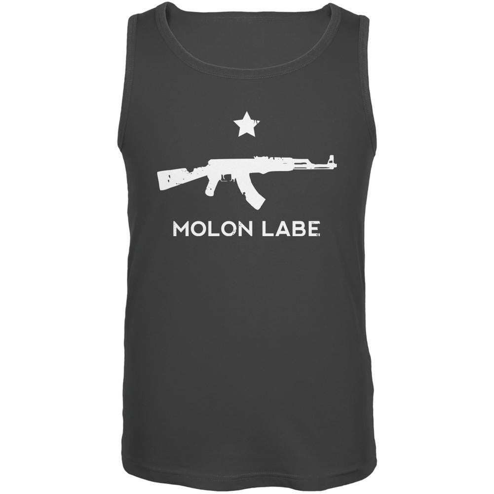 Molon Labe AK47 Charcoal Grey Adult Tank Top Men's Tank Tops Old Glory 2XL Grey 