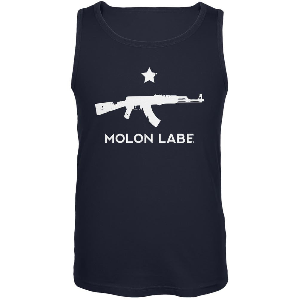 Molon Labe AK47 Navy Adult Tank Top Men's Tank Tops Old Glory 2XL Blue 