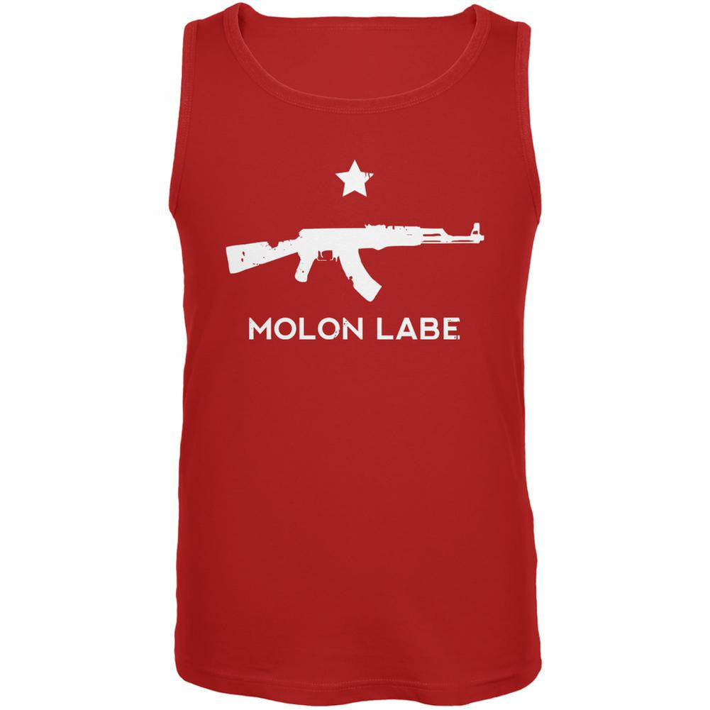 Molon Labe AK47 Red Adult Tank Top Men's Tank Tops Old Glory 2XL Red 