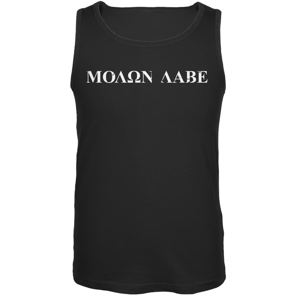 Molon Labe Distressed Black Adult Tank Top Men's Tank Tops Old Glory 2XL Black 