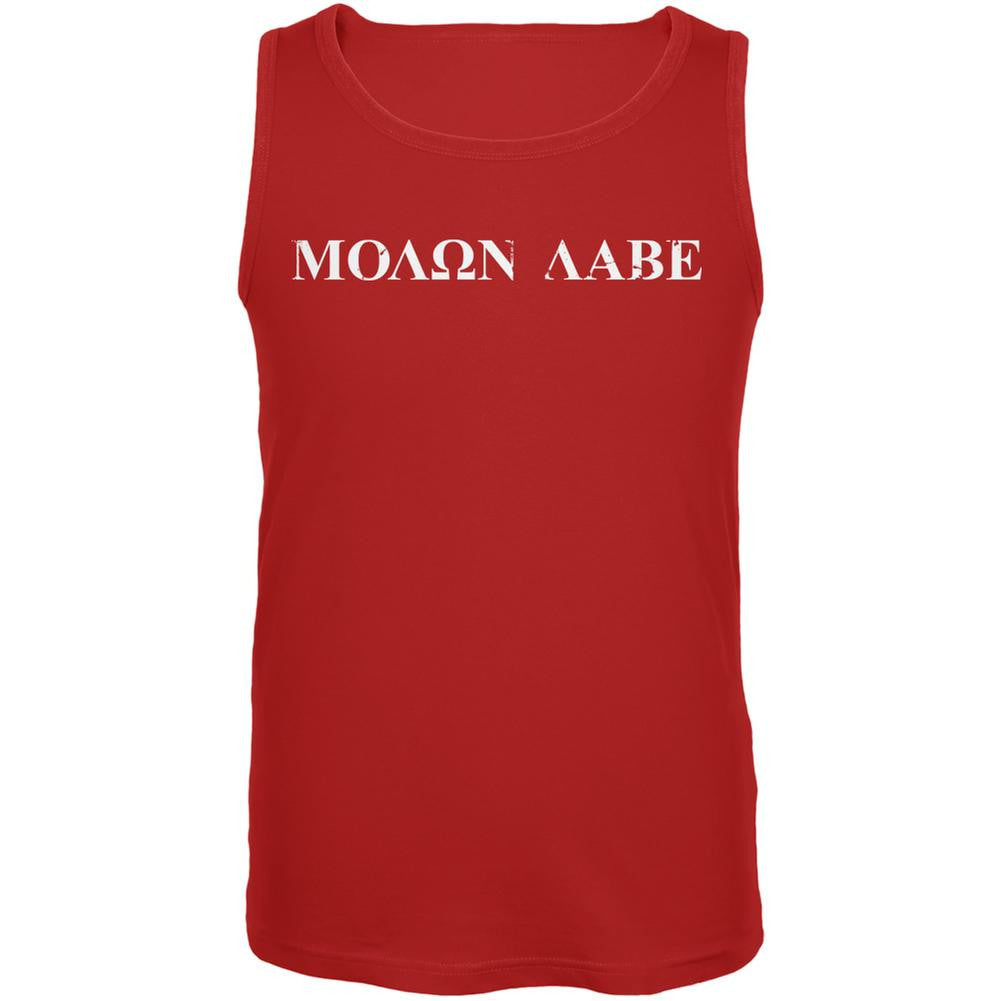 Molon Labe Distressed Red Adult Tank Top Men's Tank Tops Old Glory 2XL Red 