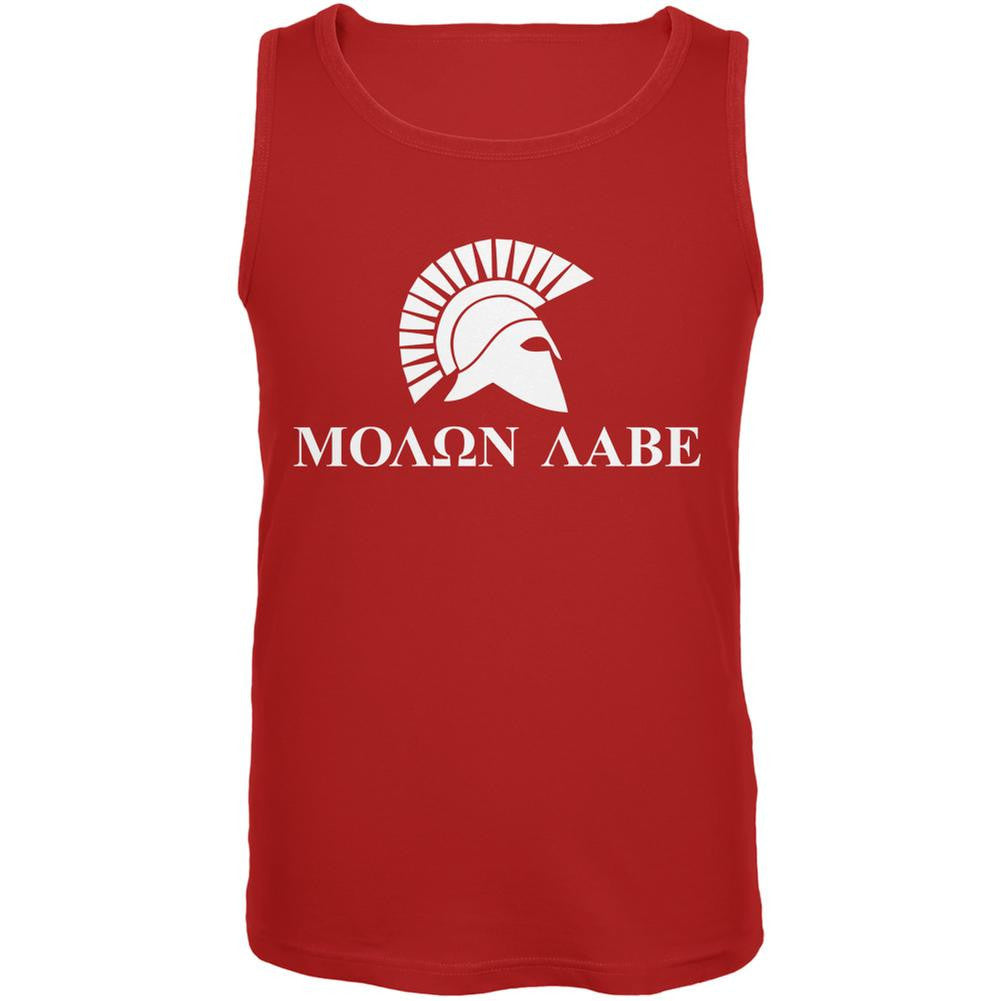 Molon Labe Helmet Red Adult Tank Top Men's Tank Tops Old Glory 2XL Red 