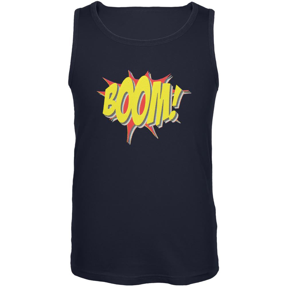 BOOM Comic Book Super Hero Navy Adult Tank Top Men's Tank Tops Old Glory SM Blue