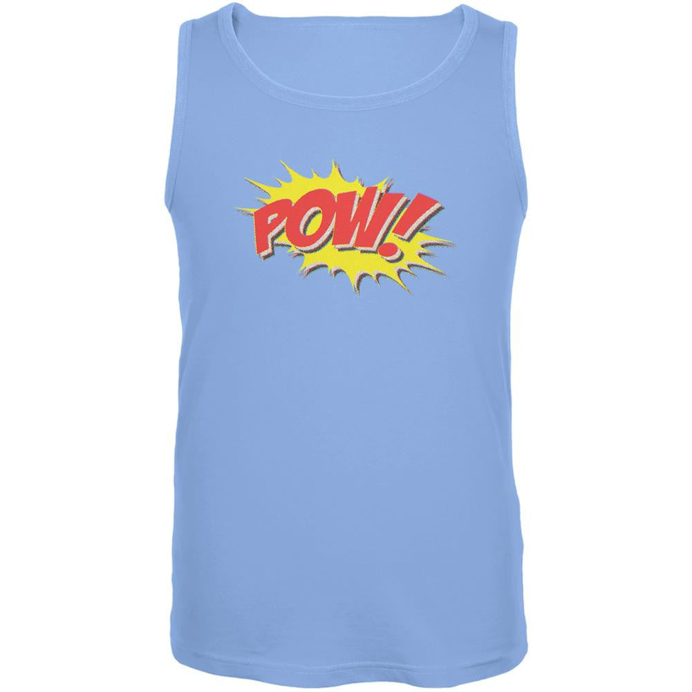 POW Comic Book Super Hero Carolina Blue Adult Tank Top Men's Tank Tops Old Glory SM Blue