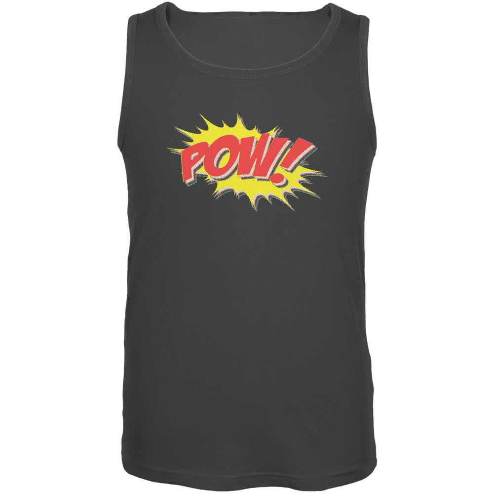 POW Comic Book Super Hero Charcoal Grey Adult Tank Top Men's Tank Tops Old Glory   