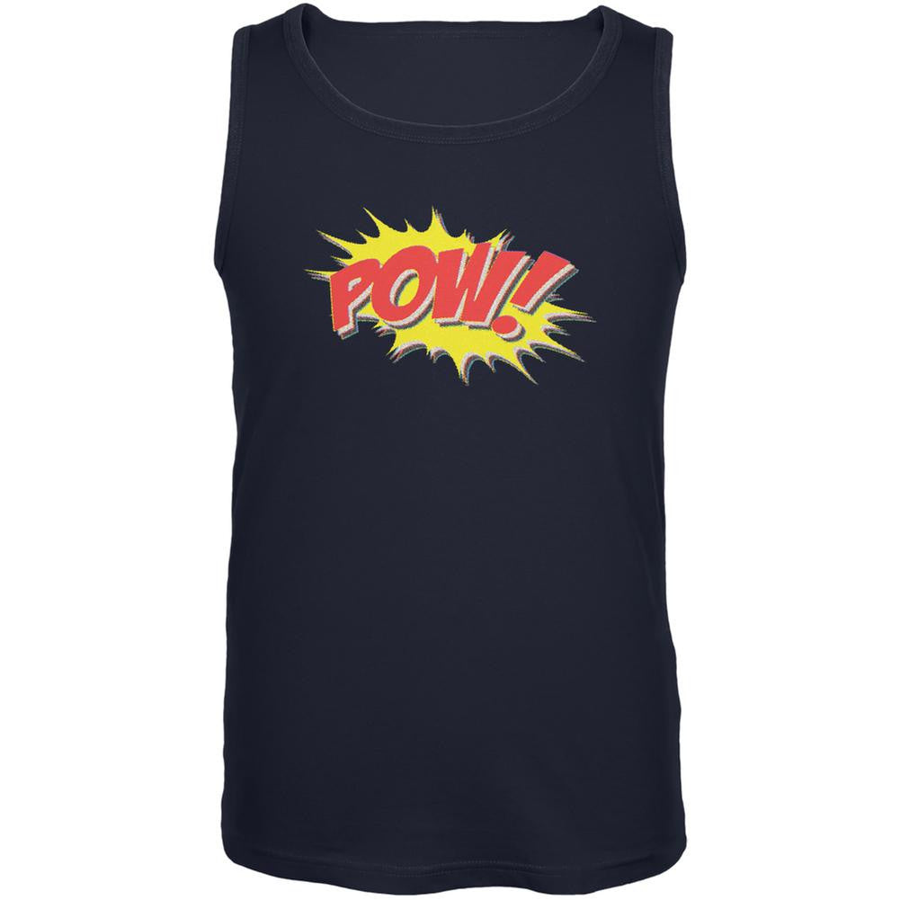 POW Comic Book Super Hero Navy Adult Tank Top Men's Tank Tops Old Glory SM Blue